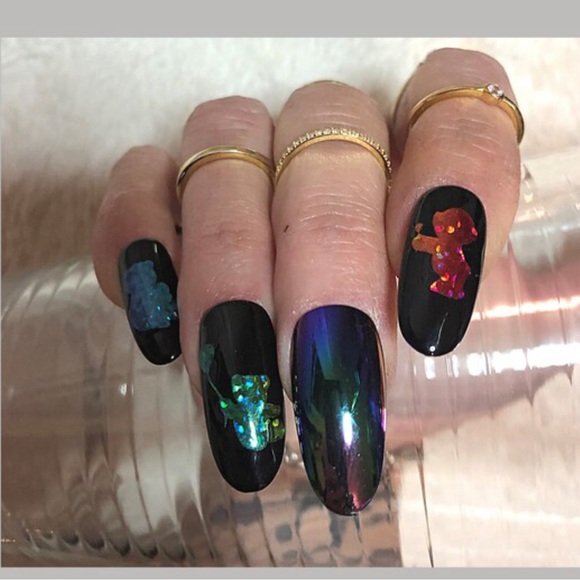 Rainbow Bears and Holo Aurora- Press on nail set- Size 0-8, Long Round - Picture 3 of 6